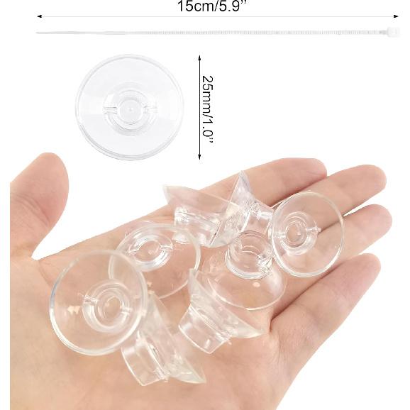 10 PCS 25mm Aquarium Suction Cups and 20 PCS Adjustable Zip Ties Fish Tank Tools for Air Tubes, Moss, Fish and Shrimp Nests, Plants, Reptile Hammocks