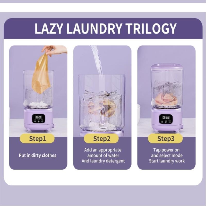 Стиральная машина 2-в-1 для стирки и отжима с мощным двигателем 390 Вт, автоматическим отжимом, мини-стиральной чашей и портативной беспроводной зарядкой