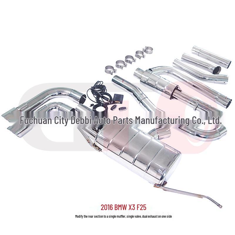 Compatible with 2010-2017 BMW X3 F25: Mid/Rear Single Muffler, Single Valve, Single-Side Dual Exit Mod.