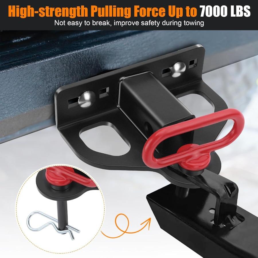 Сверхпрочный стальной приемник фаркопа - Многофункциональная прорезь для цепи с прочными болтами для навесного оборудования фаркопа газонокосилки