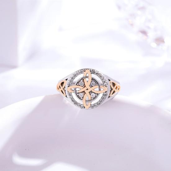 Женское кольцо на палец Дизайн «Ведьмин узел» Двухцветное кольцо Женское Духовный комфорт Защита от негативной энергии