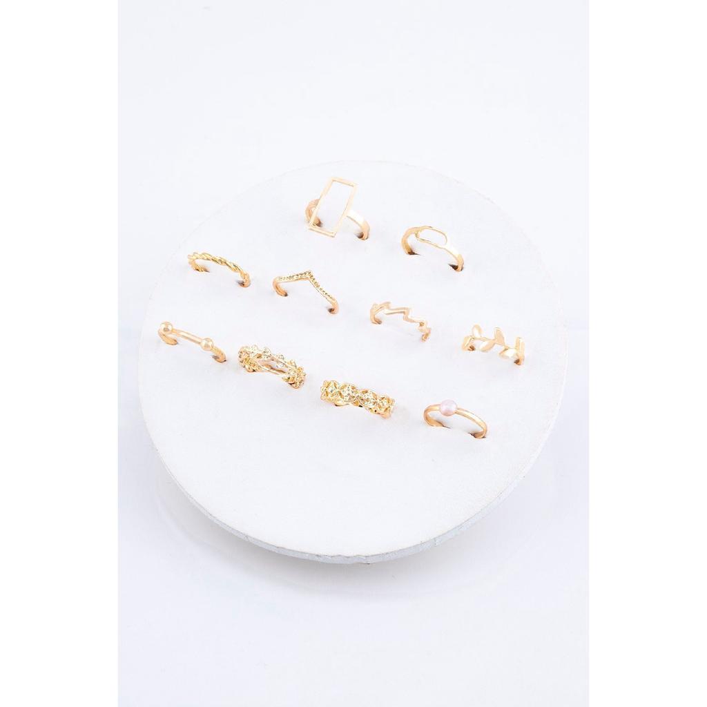 Комбинация колец из 10 частей с фигурками жемчуга и оливковой ветки 023