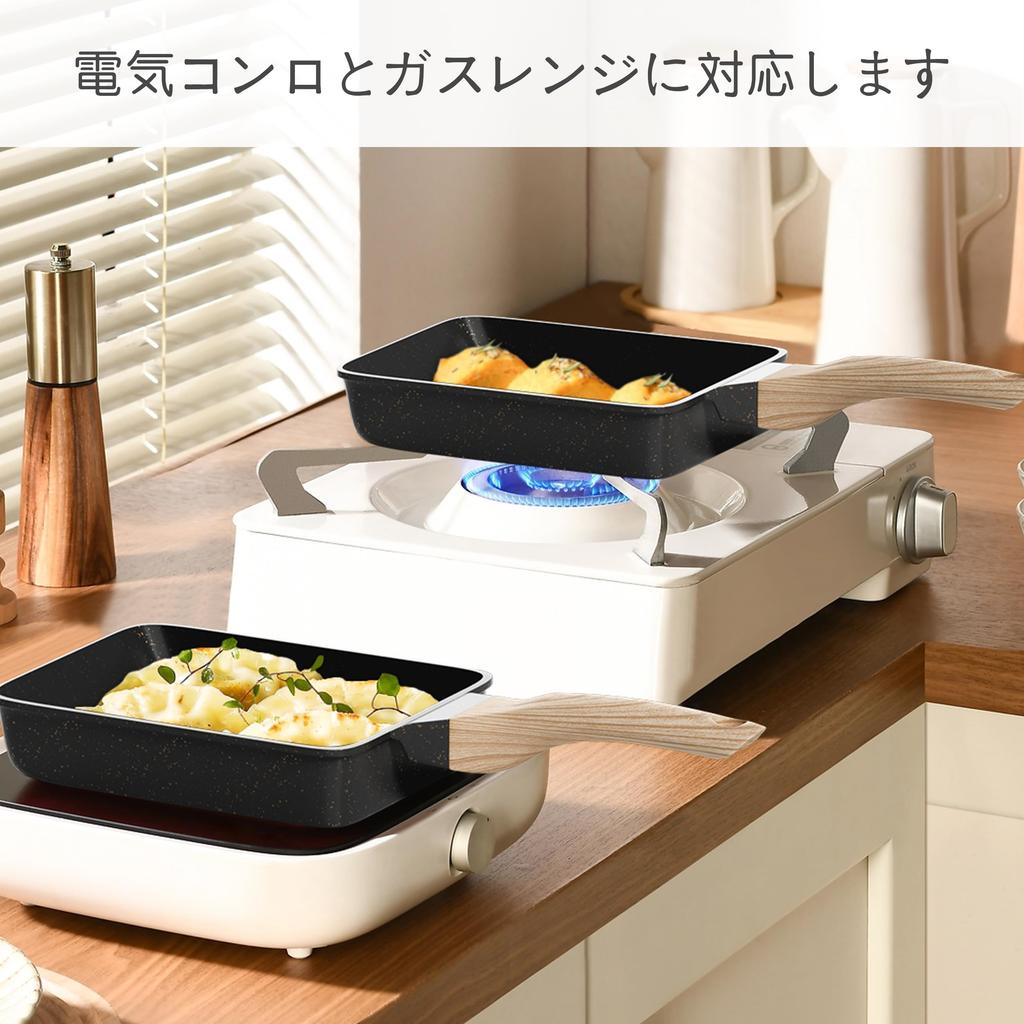 AMPWEEL Омлетная сковорода Индукционная и газовая Керамическая 15 см x Бесплатная сковорода, Совместимая, Покрытие, Антипригарное, 18,5 см, Легкая, Термостойкая ручка, PFOA/PFOS