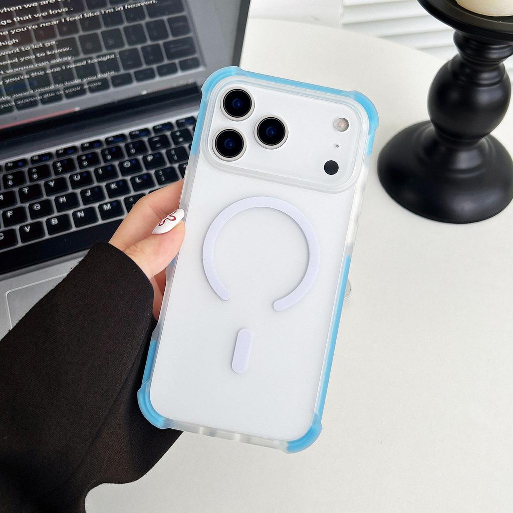 Прозрачный магнитный акриловый чехол для телефона iPhone 17 Pro Max с матовой защитой-подушкой