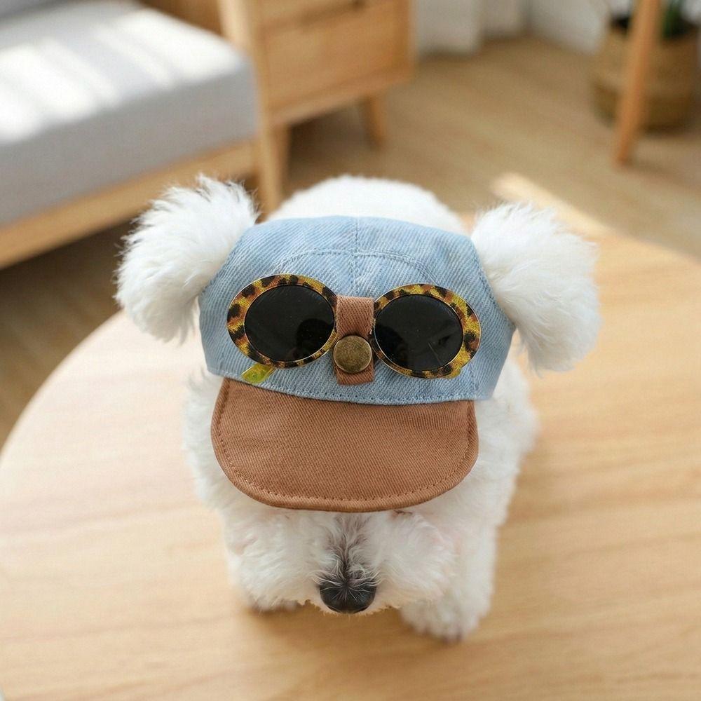 Adjustable Dog Visor Hats Denim Cap Dog Sports Hat Pet Sun Protection Hats Outdoor Use