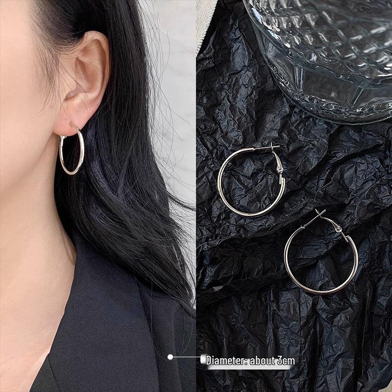 Трендовые серьги-кольца из стерлингового серебра 2025 для женщин - Современный европейский и американский стиль