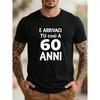 Men'S Short Sleeve T-Shirt with Fun Italian '60 YEARS' Print, Relaxed Fit And Lightweight, Casual Top for All Seasons, Top Choice for Gifts