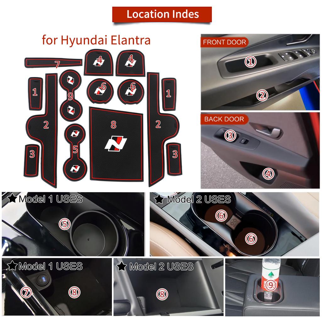 Smabee Gate Slot Cup Pad для Hyundai Elantra 2024 2024 N Sports Style AVANTE Sedan Hybrid Противоскользящий коврик для дверного паза Аксессуары