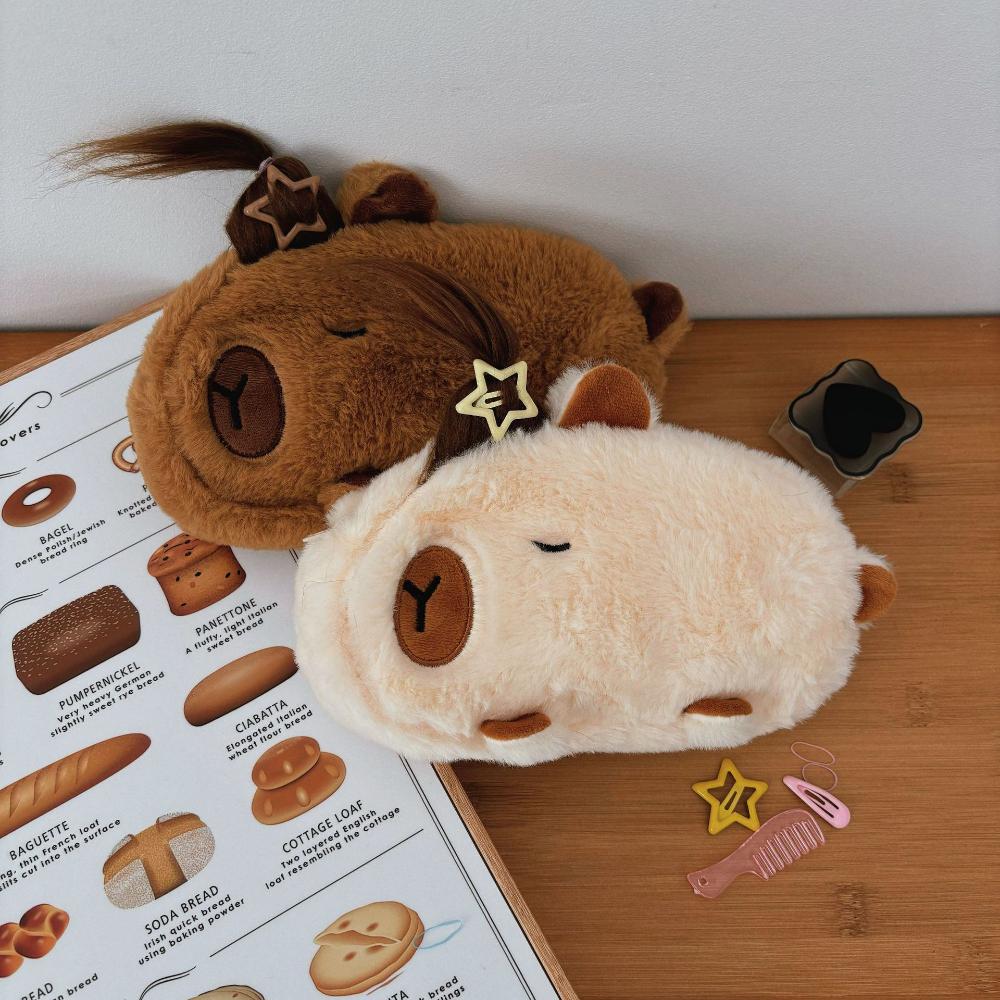 Новый милый плюшевый пенал Capybara, косметичка, сумка для ручек в виде морской свинки, большая вместительная сумка для карандашей, школьные принадлежности, канцелярская коробка