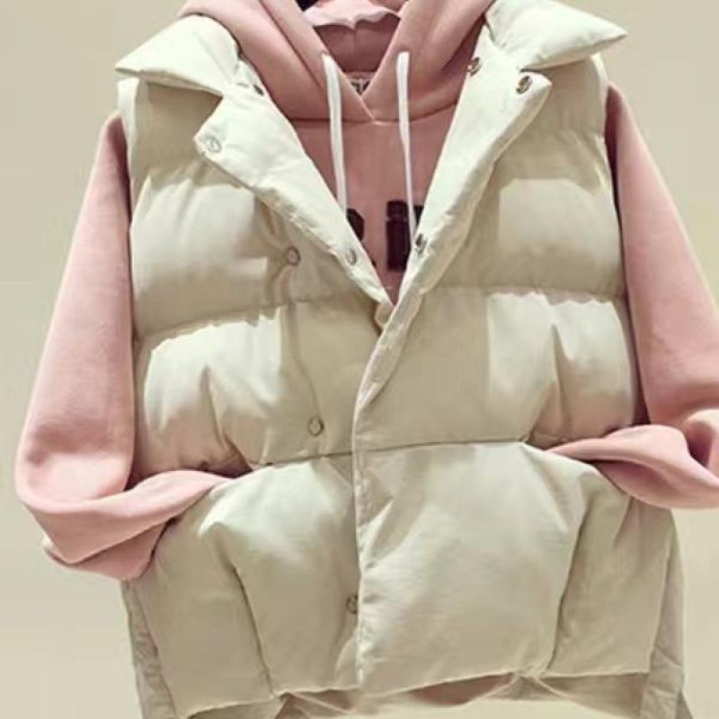Down Cotton Vest Women's Short Student New Autumn and Winter Versatile Vest Loose Bread Cotton Vest