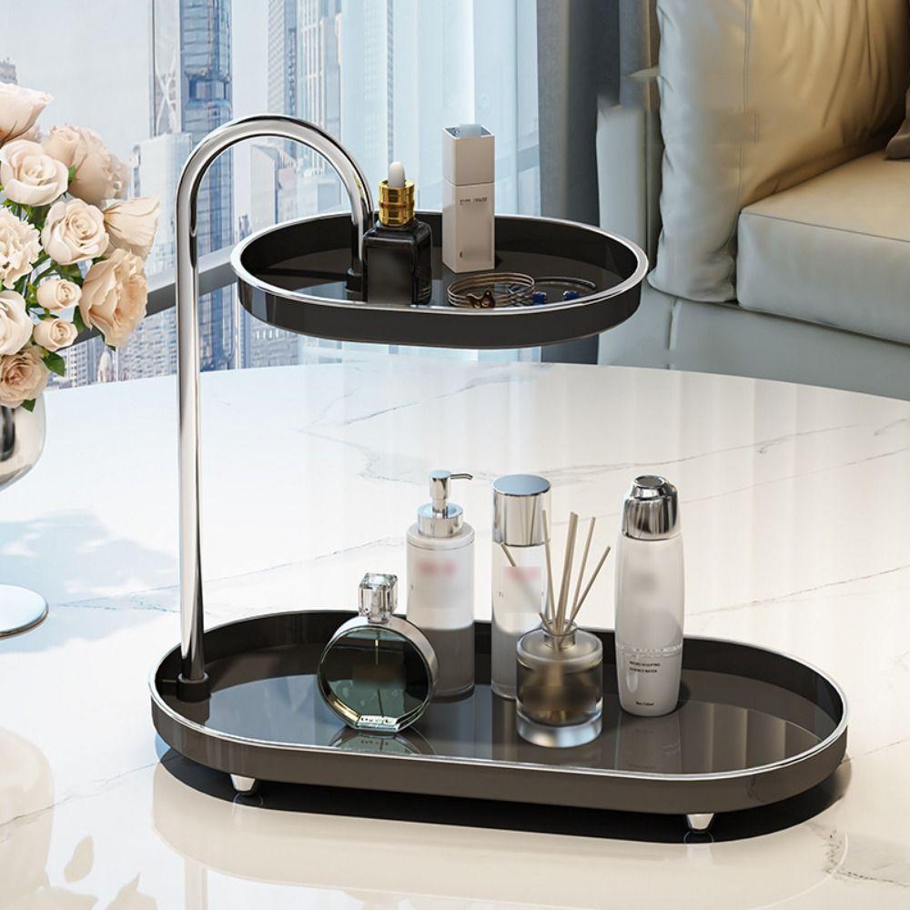 Space Saving Desktop Storage Tray Stainless Steel Rod Makeup Storage Display Stand Kitchen