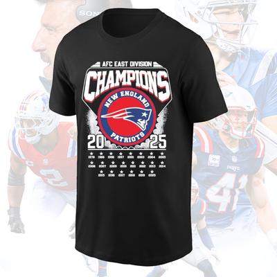 Футболка New England Patriots 2025 года, чемпион AFC East, унисекс, размеры S-5XL