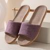 Linen Slippers Household Thick-soled Straw Weaving Men and Women Summer Cool Slippers Home Indoor Non-slip and Non-smelly Feet