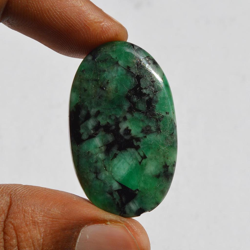 AAA+ Quality Natural Green Emerald Gemstone Cabochon, Oval Shape Emerald Cabochon, Size 36x22x4.4 MM (35 Carats)