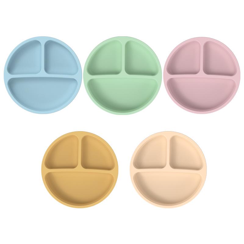 Baby Silicone Plate with Four Suction Cups - Divided Feeding Bowl for Toddlers