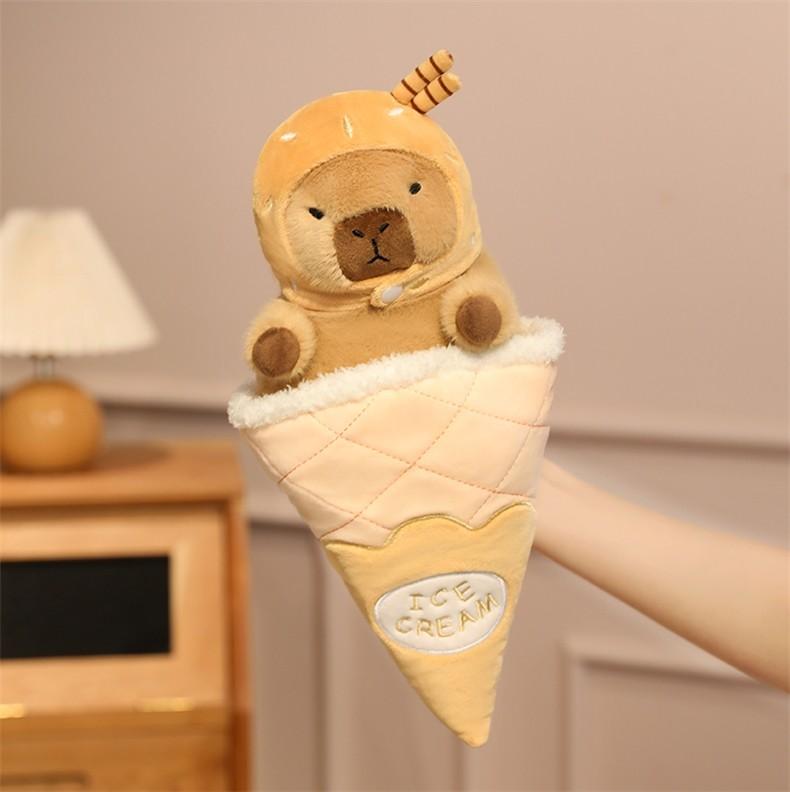 Cream Ice Strawberry Capybara Cute Cartoon Plush Doll Toy Bedroom Decoration