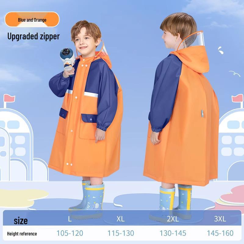 Большой детский дождевик для девочек и мальчиков, возраст 8 лет, цельное пончо с местом для рюкзака, для школы, дождестойкий.