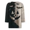 Women's Fashion Button-Up V-Neck Three-Quarter Sleeve Halloween Print Top