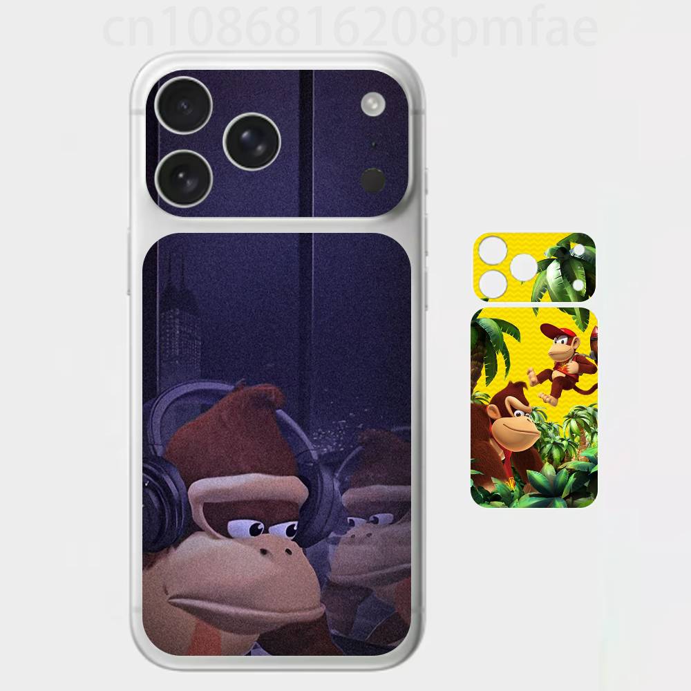 Игровой D-Donkey Kong Обезьяна Премиум Обертка-Скин для iPhone 17 Pro/Max, Задняя Рамка Защитная Наклейка на Камеру (Не чехол)