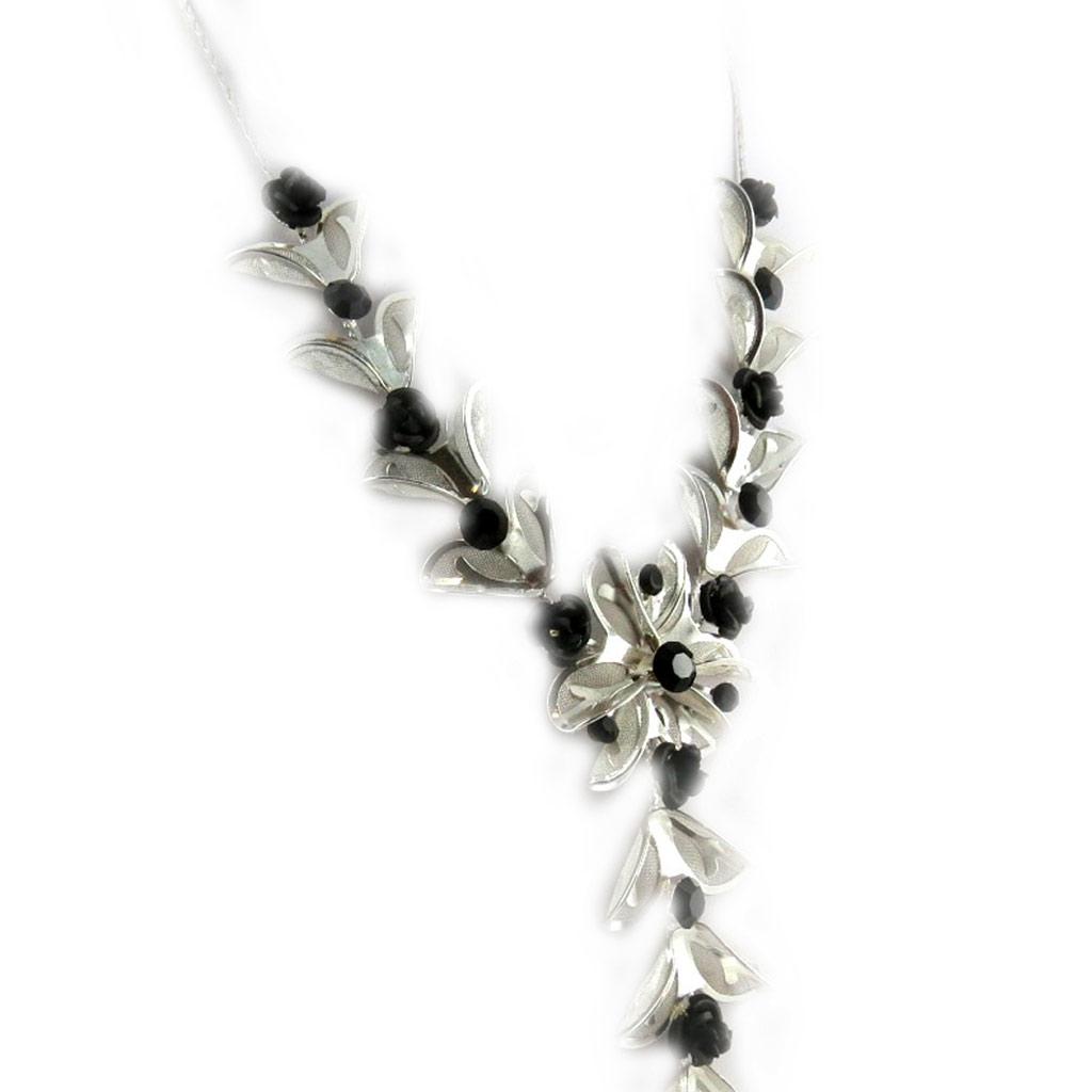 Les Trésors De Lily [E1186] — Дизайнерское колье Paradis Floral, черное