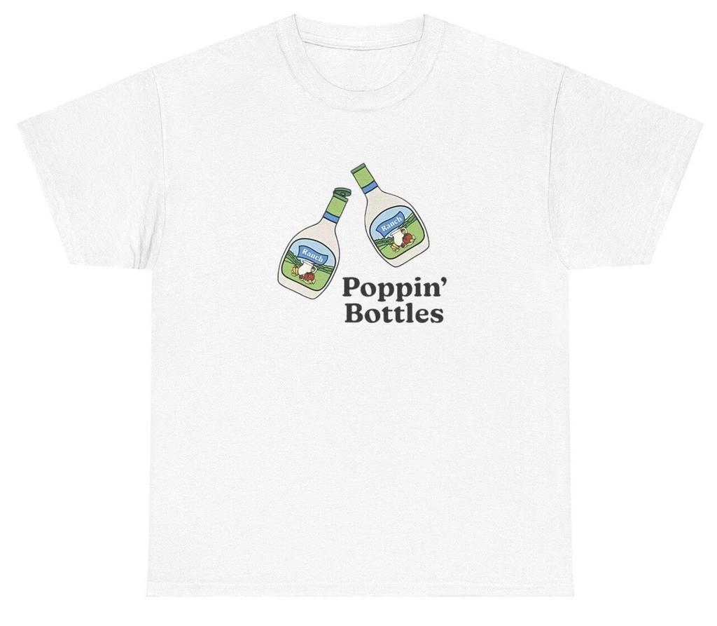 Стильная футболка с надписью "Popping Bottles" (Открывая бутылки), смешная, саркастичная, для любителя ранчо, глупая, Y2K, Gen Z, графическая футболка