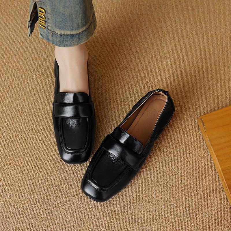 Krazing Pot Весенние туфли на низком каблуке из коровьей кожи с квадратным носком, лоферы без шнуровки, броги, женские туфли-лодочки для отдыха