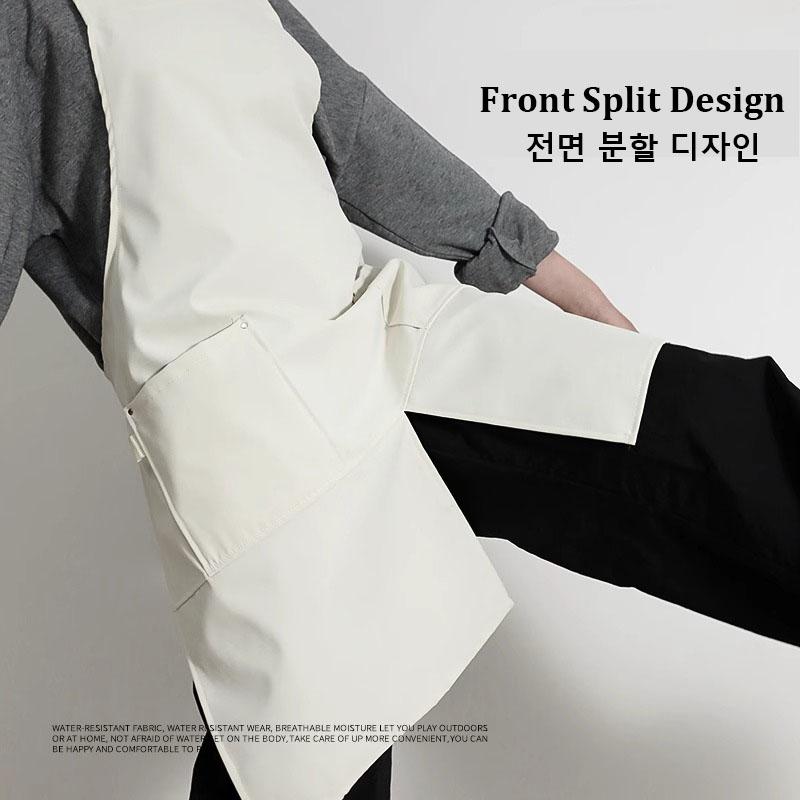 Кухонный Кафе Рабочий Водонепроницаемый Фартук с Карманами и Дизайном с Передним Разрезом для Женщин и Мужчин Маслостойкий Фартук Бариста Шеф-повара Официанта