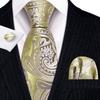 Barry.Wang Mens Ties Fashion Paisley Jacquare Silk Hanky Cufflinks Neckties Set Formal Casual