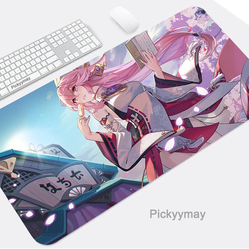 Коврик для мыши игровые аксессуары коврик для мыши Yae Miko компьютер ноутбук ПК геймер Mause Genshin Impact большая аниме-клавиатура настольный ковер