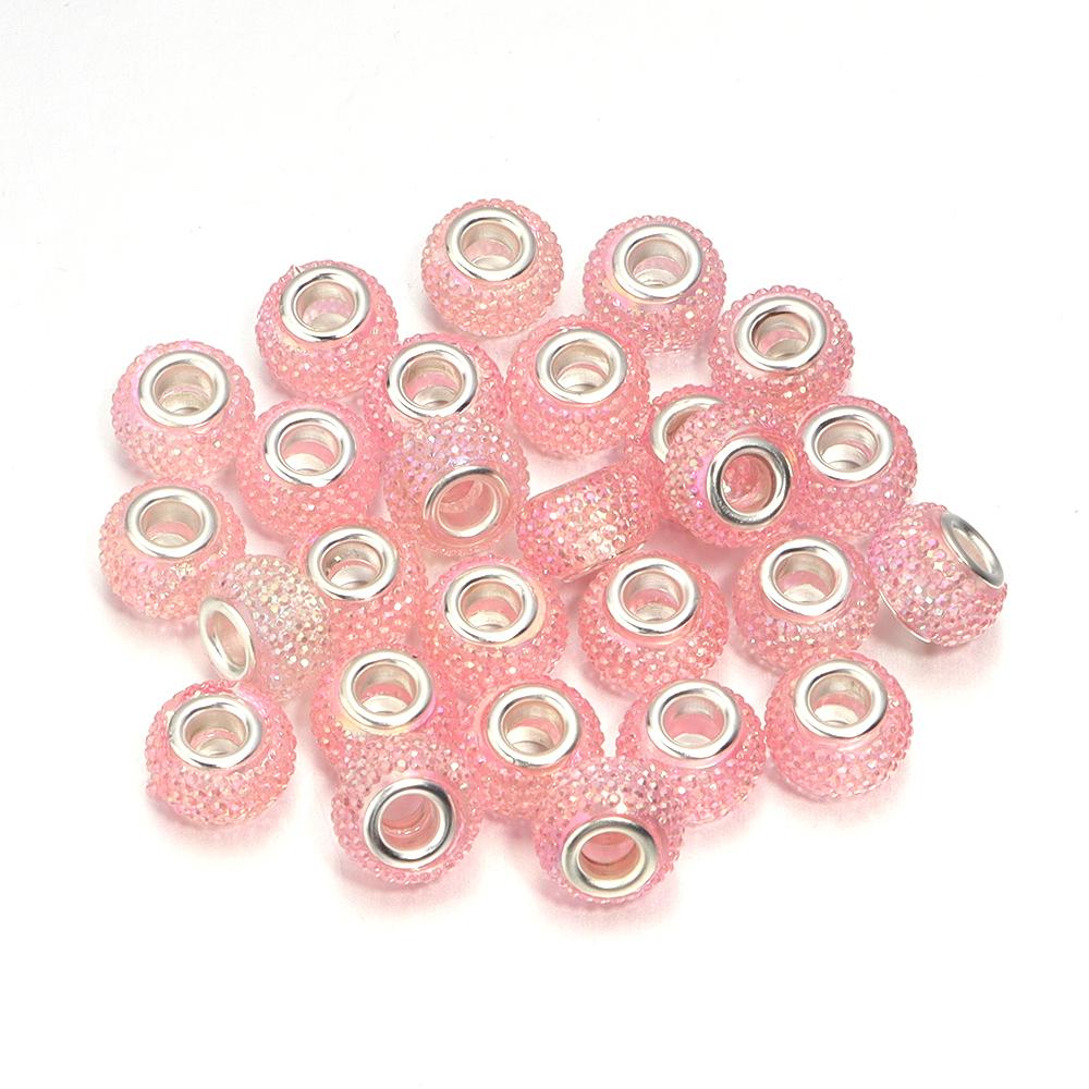 20Pcs 14×9mm Crystal Diamond Resin Beads Plated Colorful Large Hole Beads For Jewelry Making Accessories Diy Bracelet Earrings
