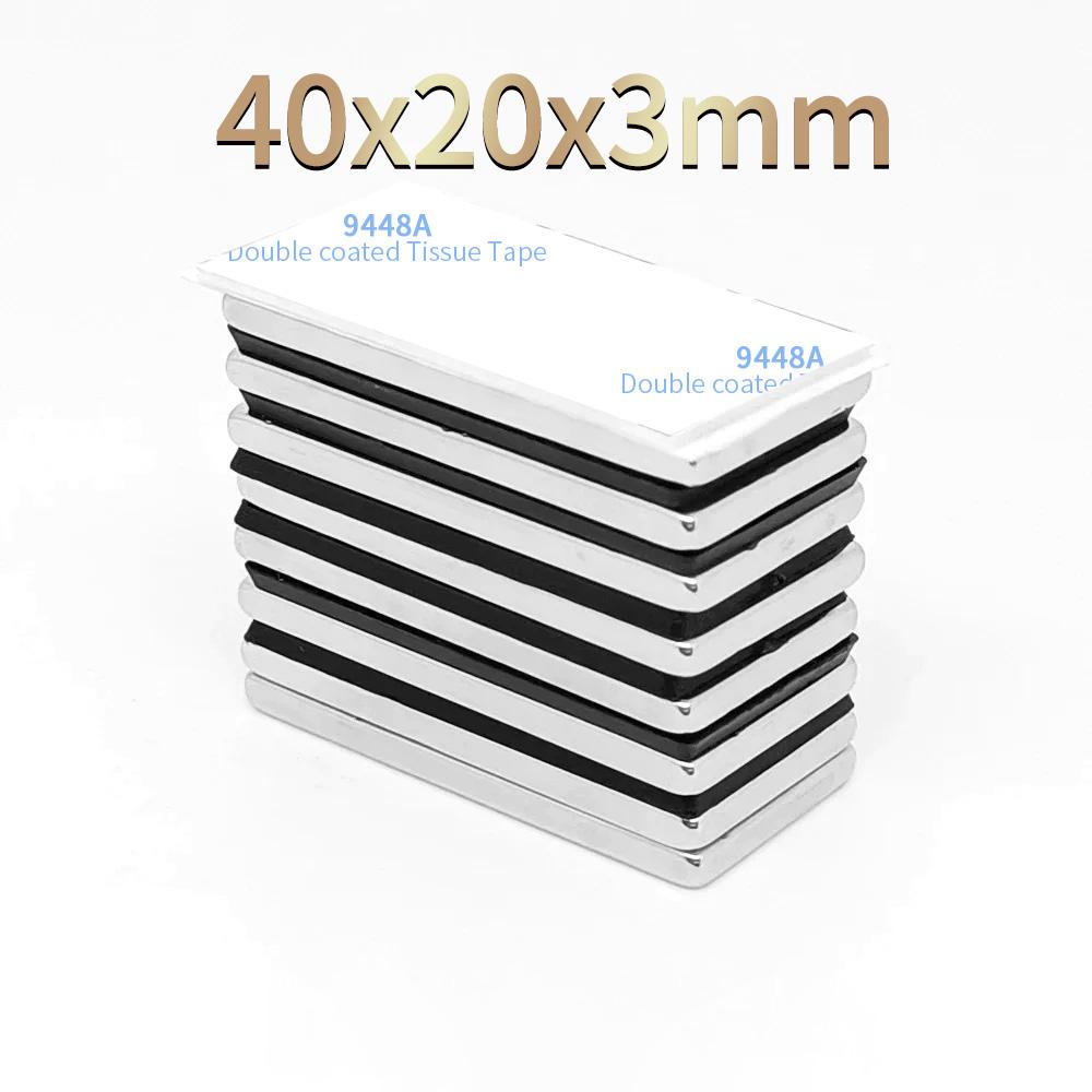 2/5/10/15/20 шт 40x20x3 мм блок поисковый магнит с 3M самоклеящийся 40*20*3 квадратный сильный неодимовый магнит 40x20x3