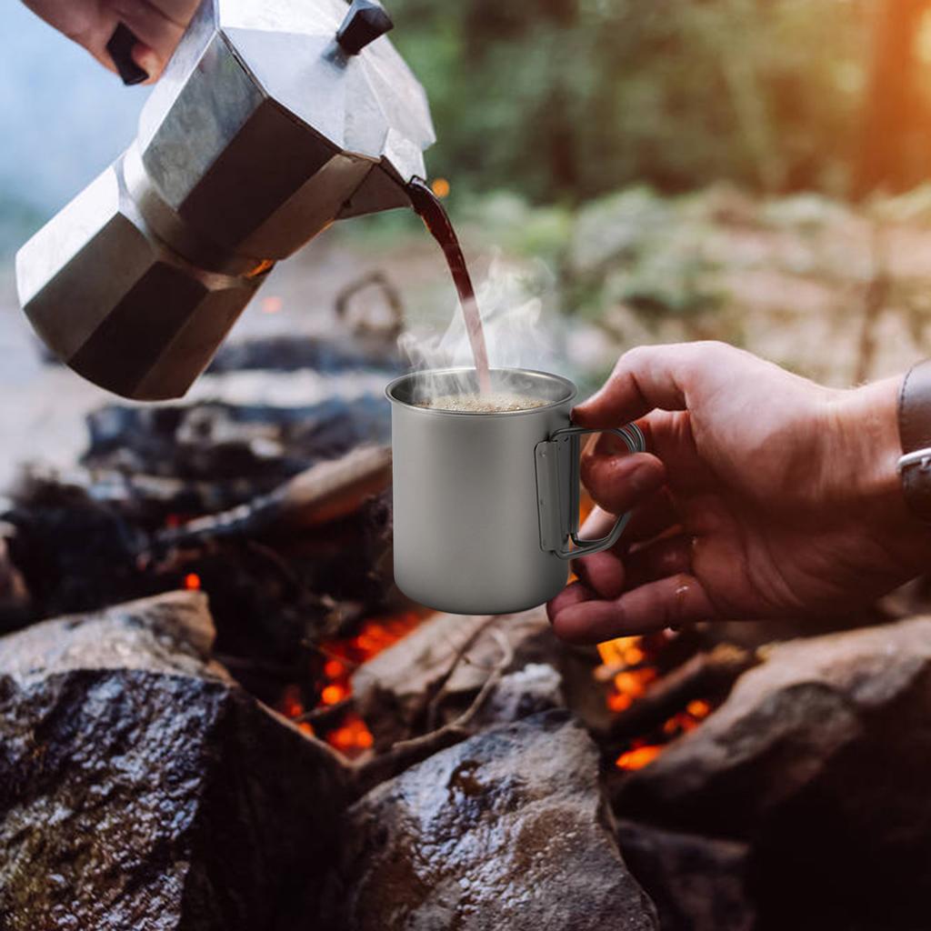 Lixada Набор посуды 300 мл/350 мл/420 мл/550 мл/650 мл/750 мл Сверхлегкая титановая чашка со складным обеденным столом