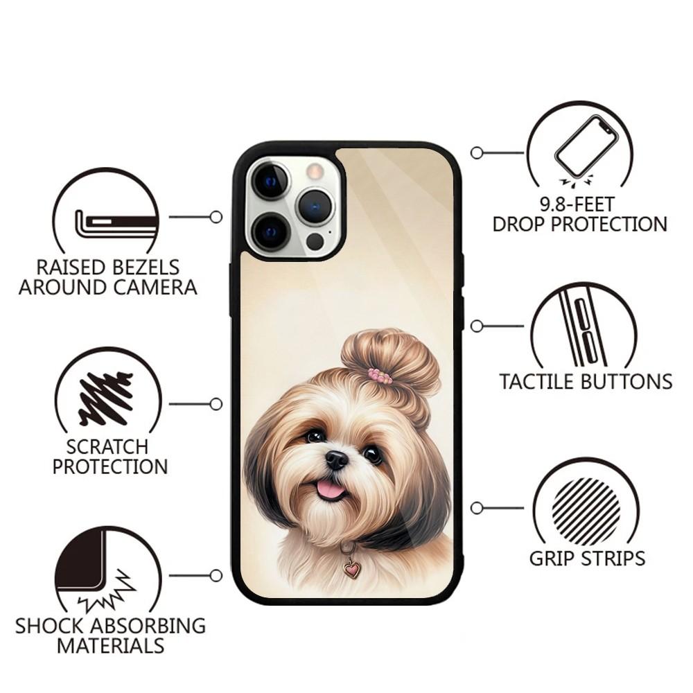 Shih Tzu Painting Cute Animal Phone Case For iPhone 15,14,13,12,11,Plus,Pro,Max Mini Magsafe Magnetic Wireless Charging