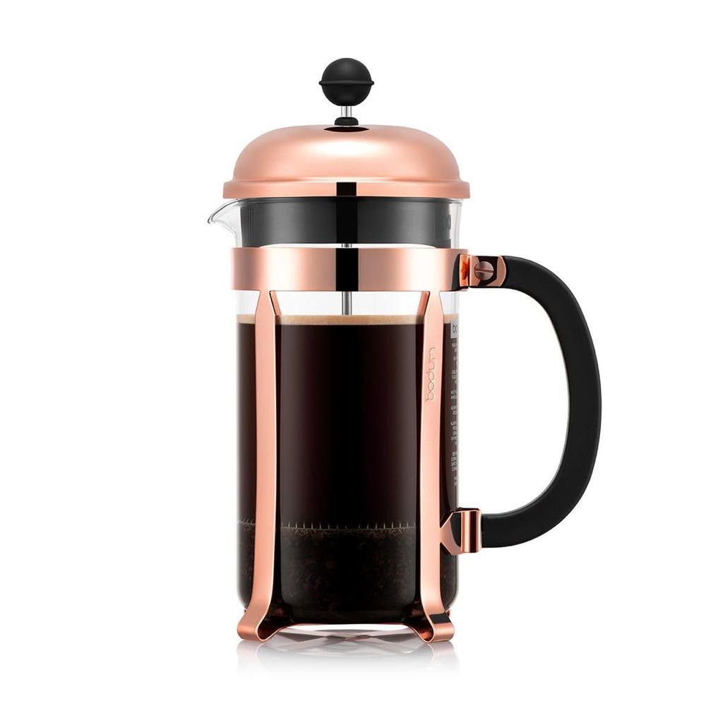 Кофеварка BODUM Кофе-пресс CHAMBORD Френч-пресс Кофеварка 1000 мл Медный фильтр из нержавеющей стали Стеклянный стакан Кофе погружного типа [Подлинный