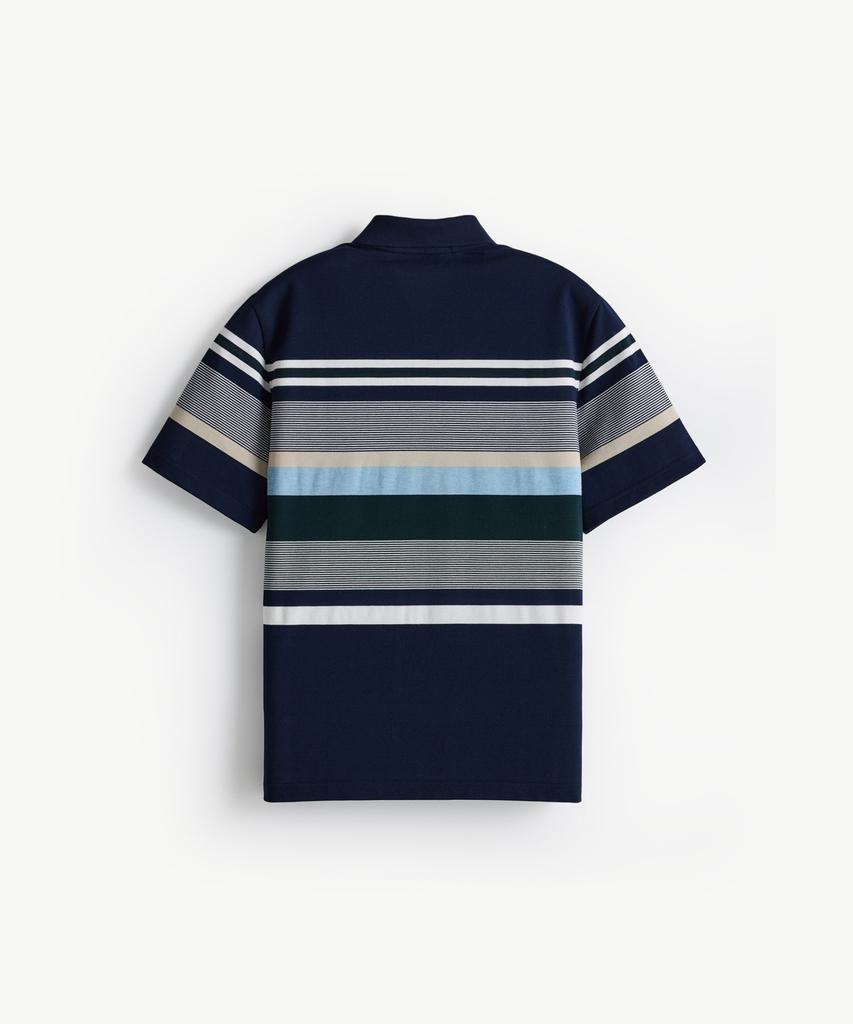 STCO Diems Ripple Weave Striped Round Short Sleeve T-Shirt_Navy (Classic Fit)_Dtsxb13Ctn