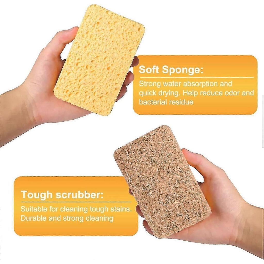 8-Pack Biodegradable Kitchen Sponges with Heavy-Duty Scouring Pad for Eco-Friendly Dishwashing and Cleaning Tasks