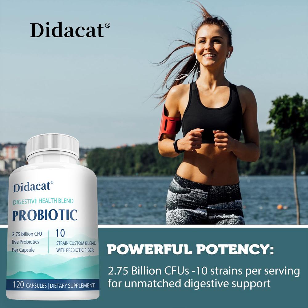10 Strain Probiotic with Prebiotic Fiber, 120 Capsules Digestive Health Blend for Gut Balance