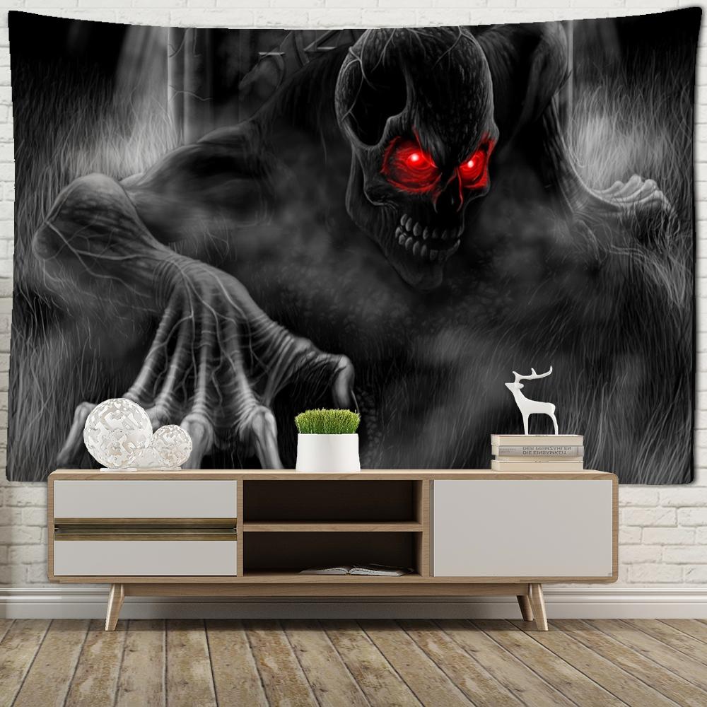 Красноглазый череп гобелен настенный ужас психоделический колдовство абстрактный общежитие декор для гостиной