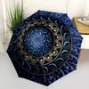 1pc Blue Floral Mandala Automatic Folding Umbrella - Compact 8-Rib Design,Perfect Gift for Friends & Family yy250926049