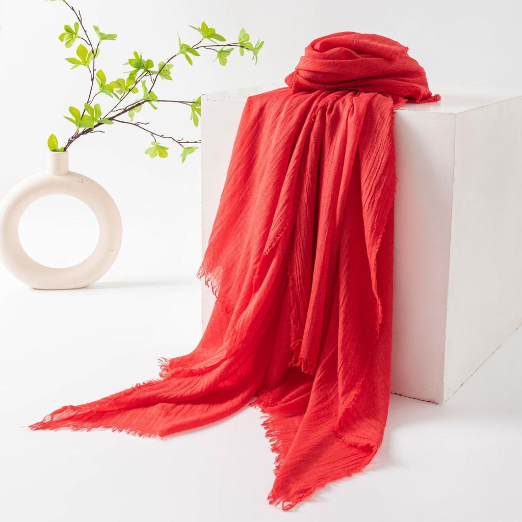 Spring and summer sunscreen scarf imitation cotton and linen solid color simple shawl women's high-end silk scarf yarn headscarf women's cross-border