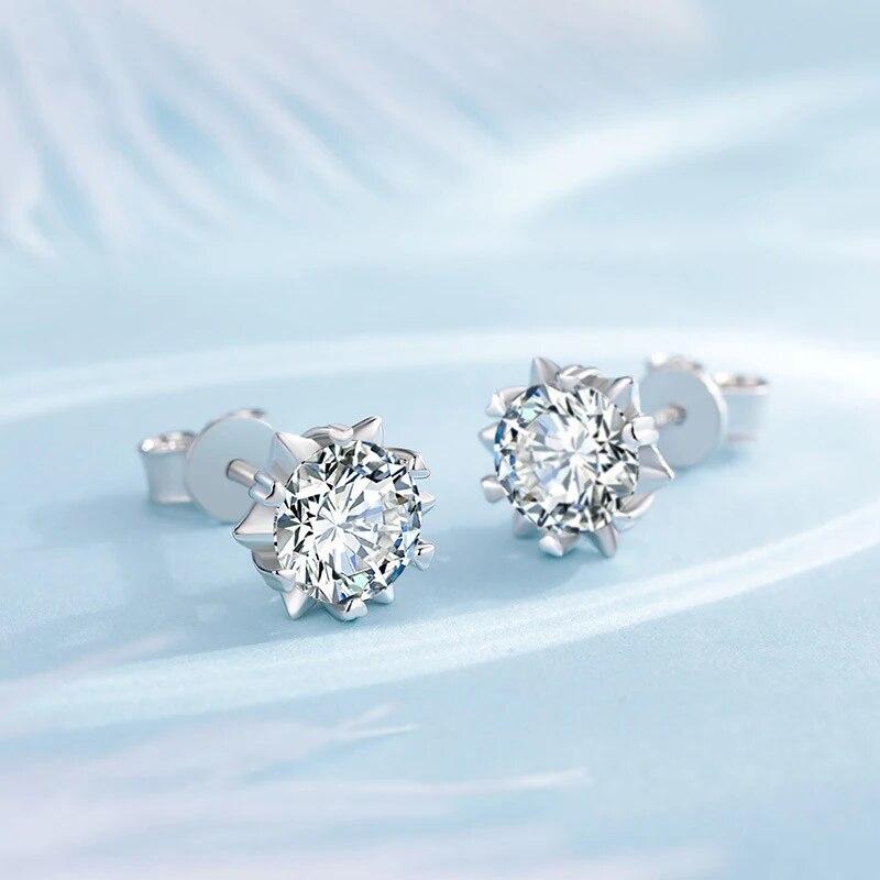 Настоящие серьги-гвоздики с муассанитом 0,5 карата D цвета для женщин, высокое качество, 100% стерлинговое серебро 925 пробы, сверкающие свадебные украшения