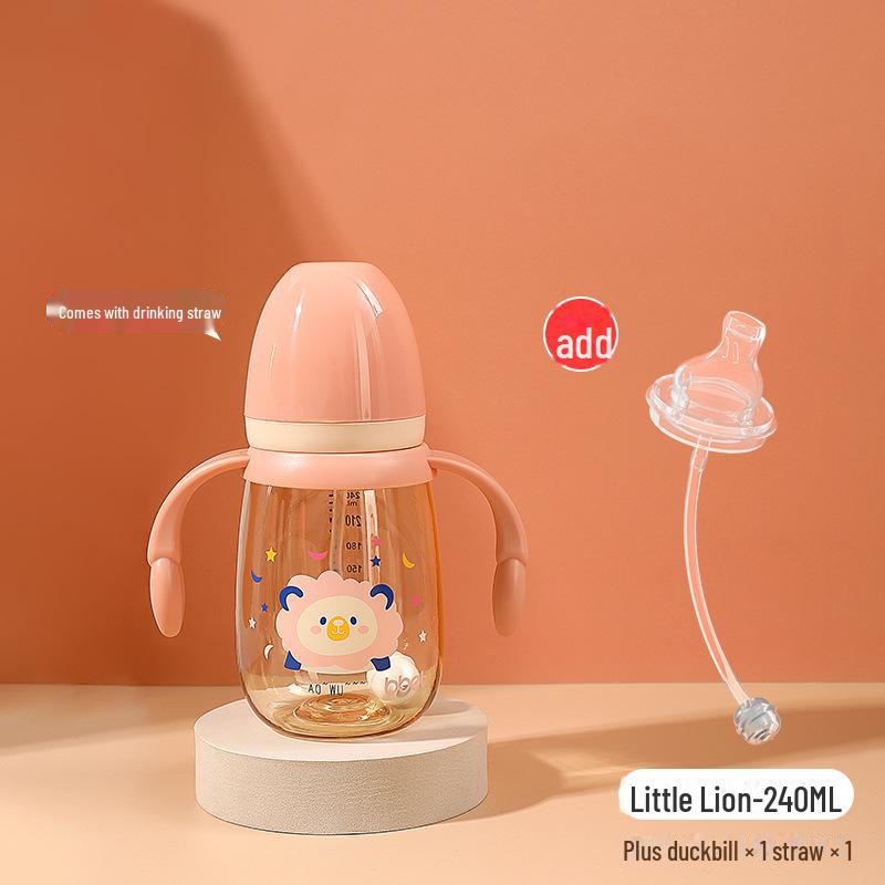 Стакан для воды Babixiang PPSU широкого калибра для детей 1-3 лет, с мультяшным дизайном, с двойной ручкой, с защитой от падения