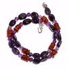 Natural Amethyst Carnelian Gemstone Mix Shape Smooth Beads Necklace 17" UB-4616 UB-4616