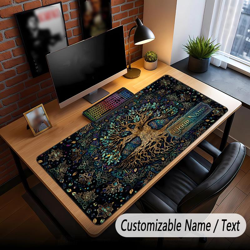 Tree of Life Theme Custom Mouse Pad Personalized With Name Text Customized Desk Mat For Office Home Decor