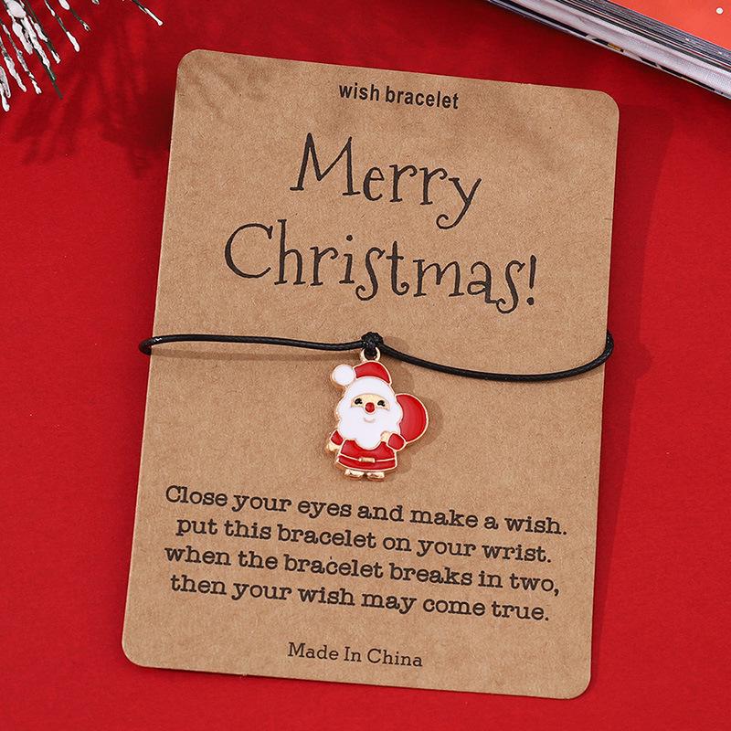 Модный рождественский браслет-открытка - Персонализированная черная веревка с креативным дизайном символа
