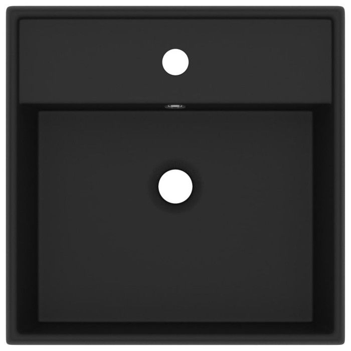 VidaXL Lavabo Carré de Luxe à Trop-plein Vasque à Poser de Toilette Lave-mains de Salle de Bain Salle Cosmétique Maison Noir 146953