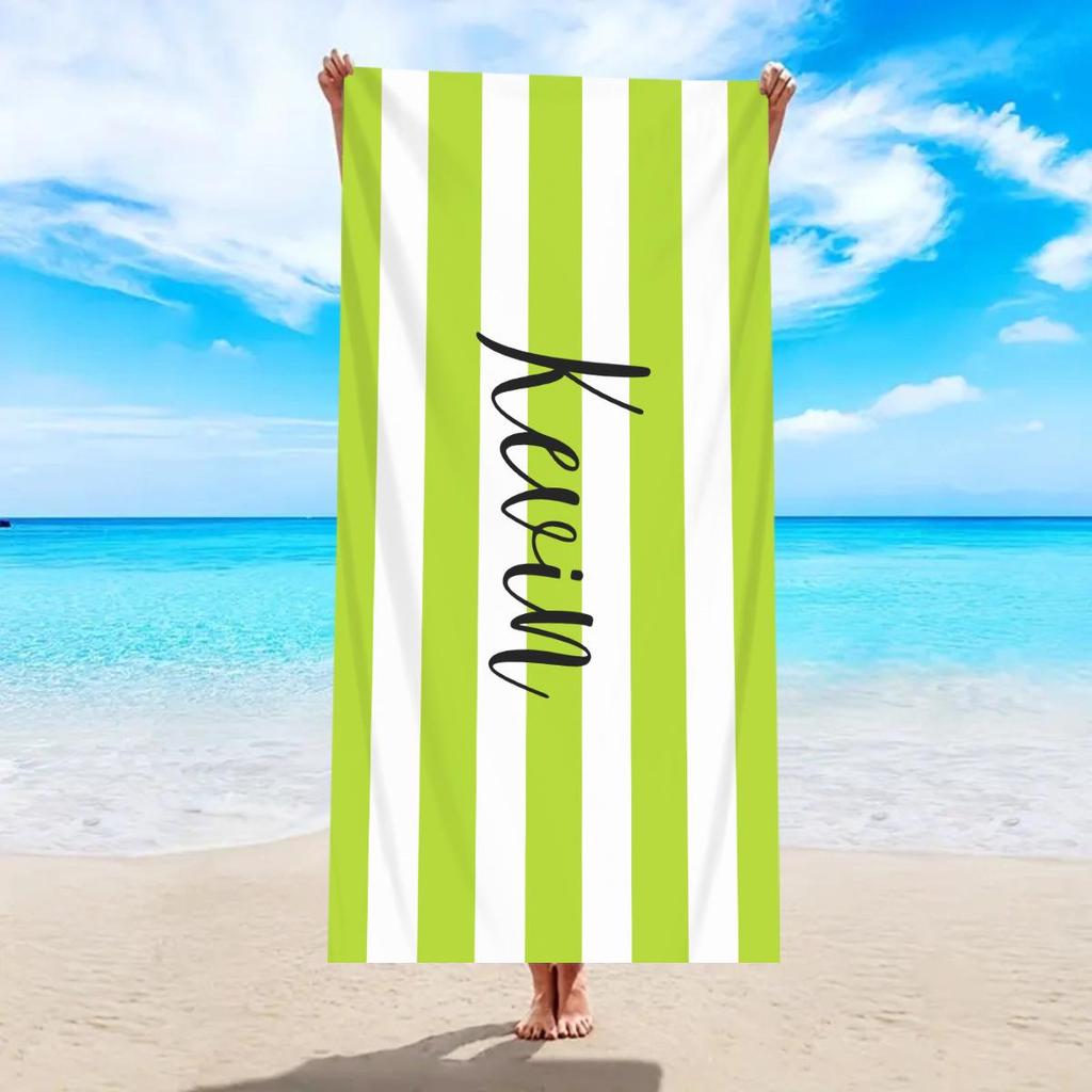 Ultra-Absorbent Striped Beach & Bath Towel - Thick, Soft, Microfiber