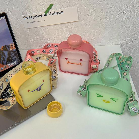 380 мл бутылка для воды герметичная пластиковая бутылка большой емкости с милым выражением плоская бутылка для воды для девочек