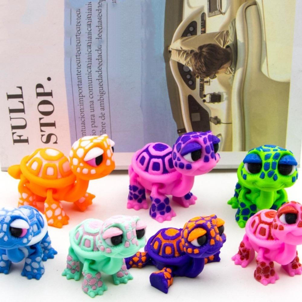 Plastic 3D Printed Turtle Model Cartoon Exquisite Simulated Animal Model Movable Joints Stress Relieving Room Decorations