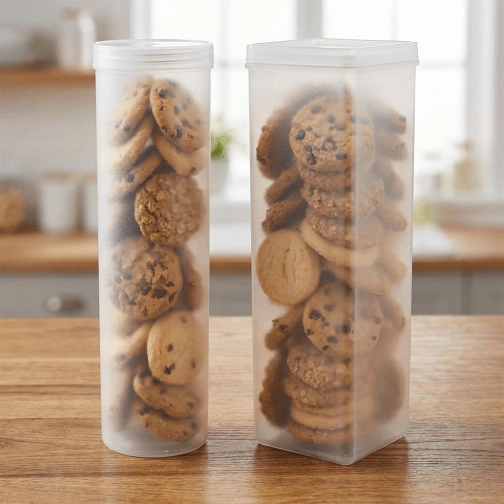 2PCS Round/Rectangular Food Storage Containers Transparent Noodles Sealed Jar For Kitchen